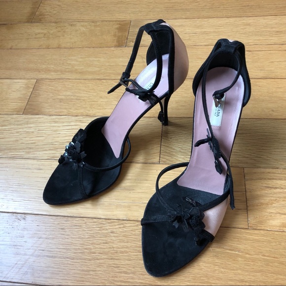 Prada Satin Suede & Leather Heels - Picture 1 of 2